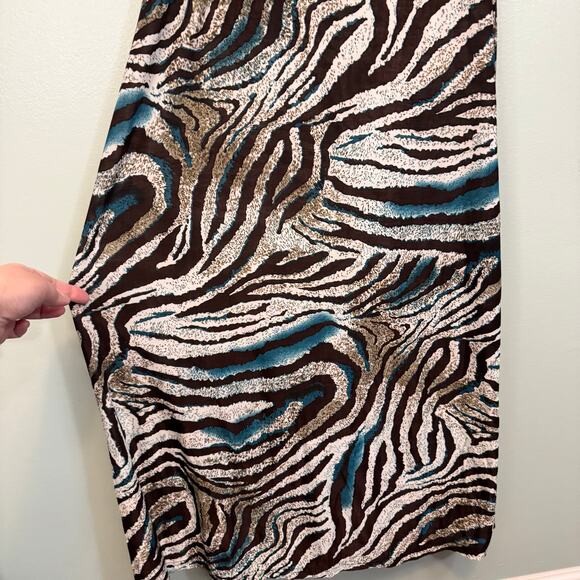 FCNY Maxi Dress Women S Brown Animal Print Sleeveless Empire Sundress Summer NWT - Picture 5 of 8
